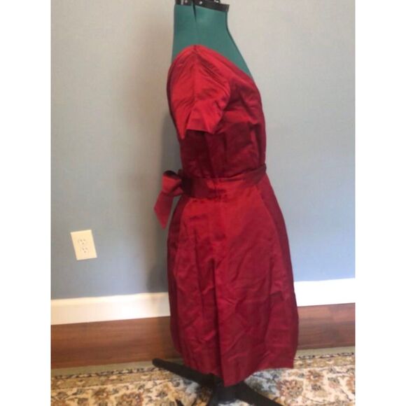Vintage Catherine Regehr Red Silk Blend V-Neck Luxury Dress Size S - Picture 4 of 5